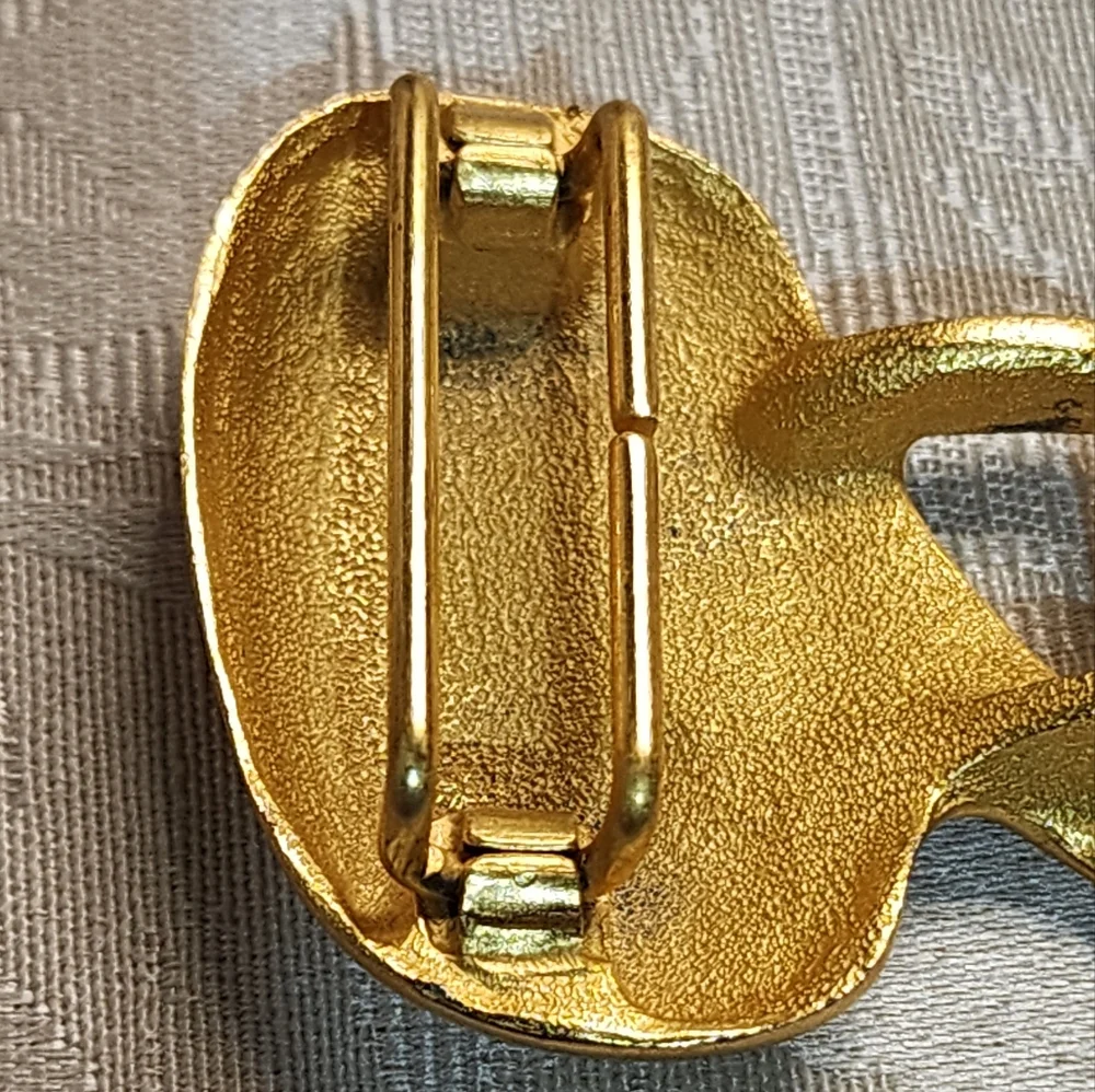 VINTAGE 1980s Sculptural GOLD PLATED Belt BUCKLE Bold Abstract Statement Piece